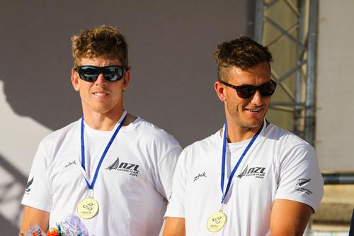 Burling and Tuke NZL, on the podium. &copy; ISAF 